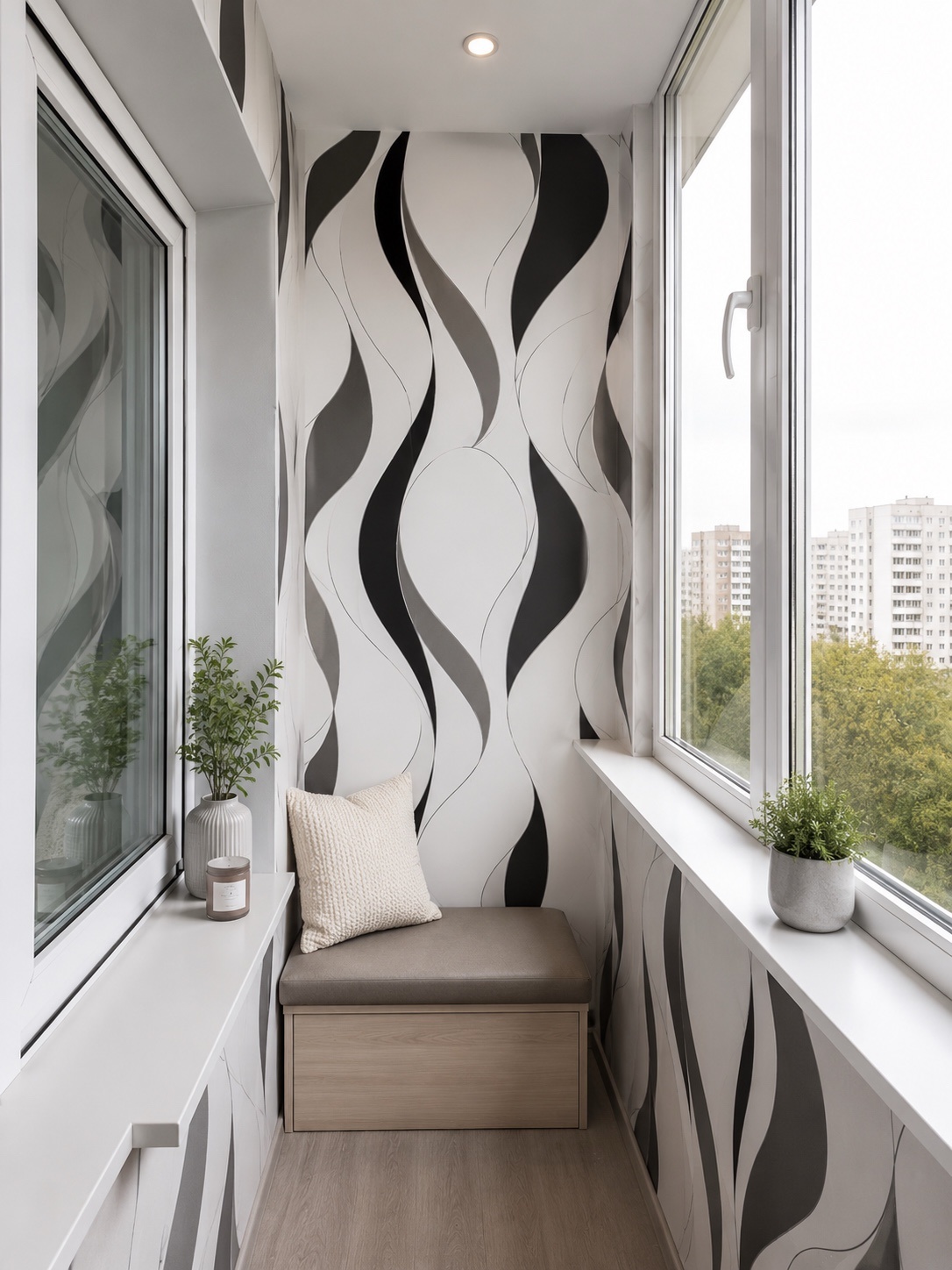 No. 10 Black and grey waves PVC panel for loggia walls