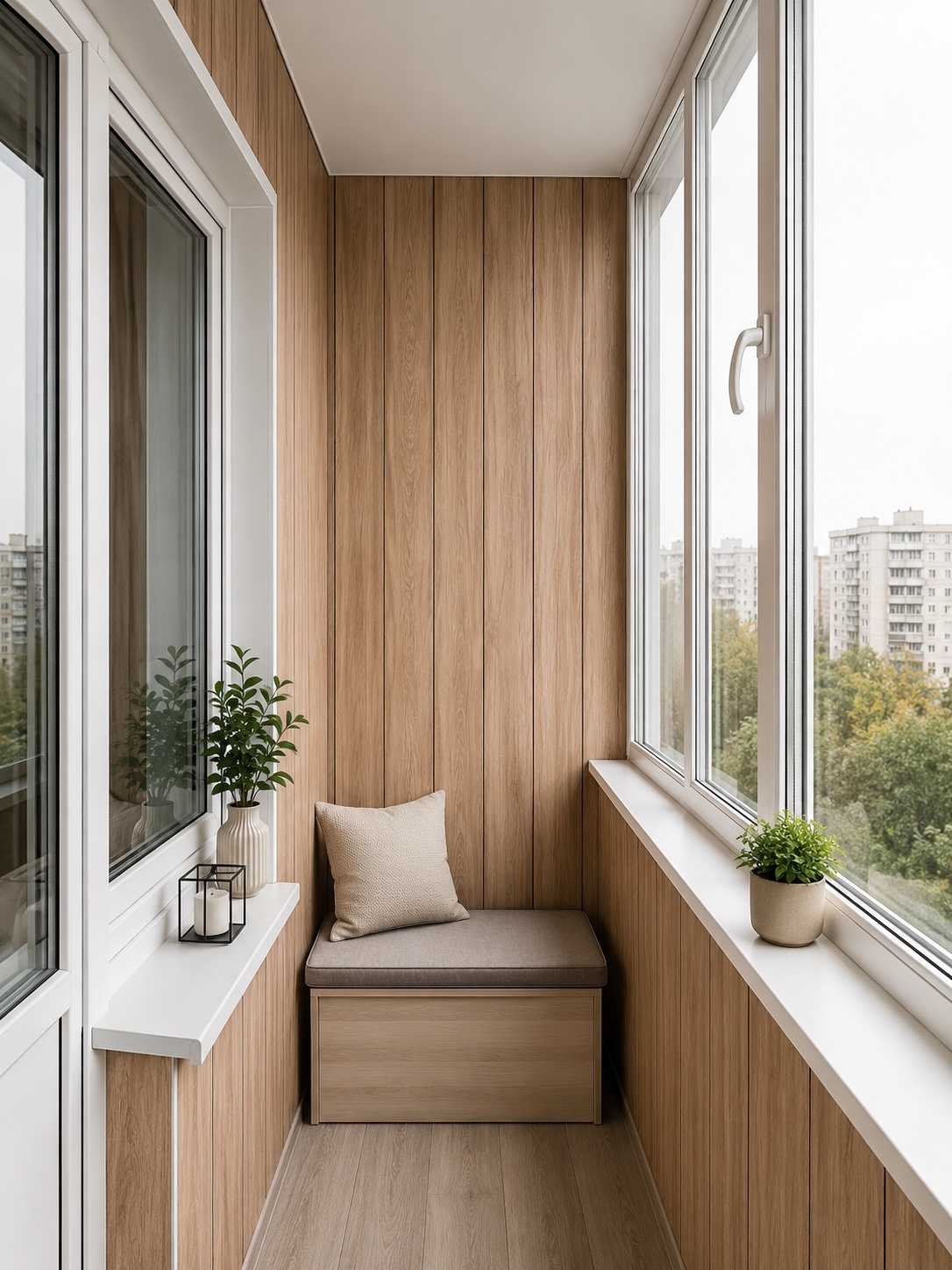 No. 11 Oak effect PVC panel for loggia wall finishing