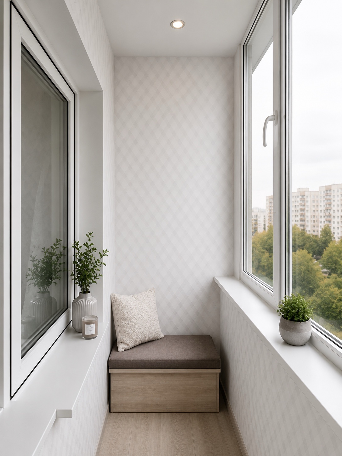 No. 2 White squares PVC panel for loggia wall finishing
