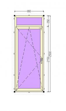 Окно PVC 960 х 2500 мм