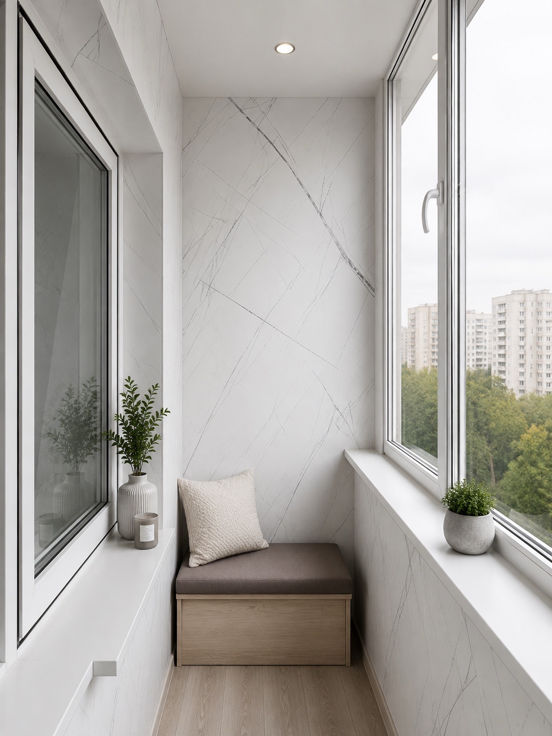 No. 3 White marble PVC panel for balcony and loggia walls