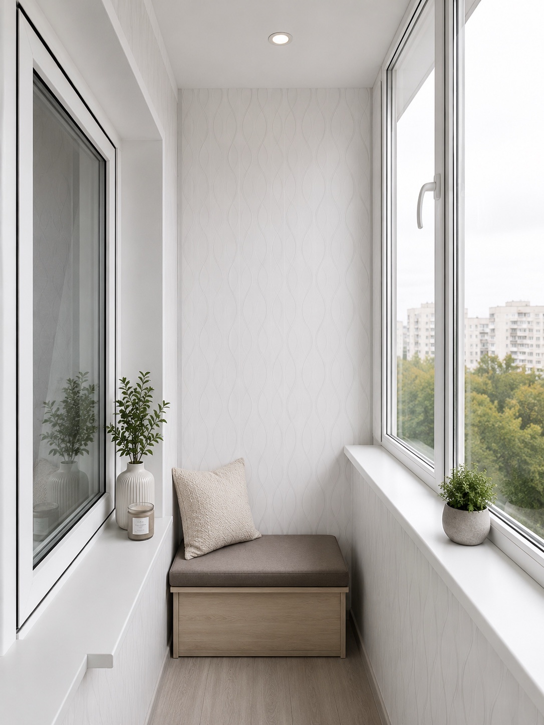 No. 4 White waves PVC wall panel for loggia finishing