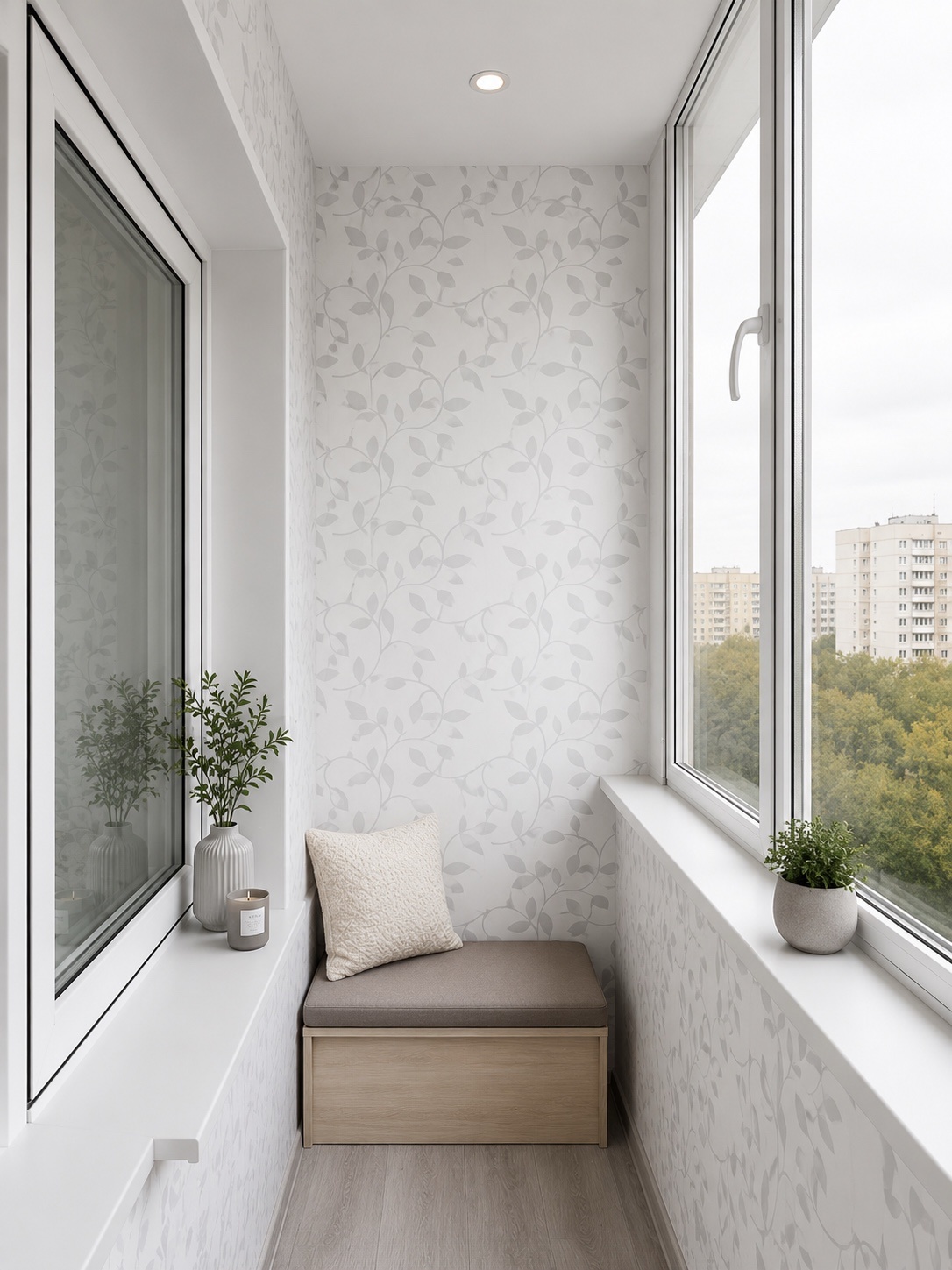 No. 5 Grey leaves PVC panel for loggia wall renovation