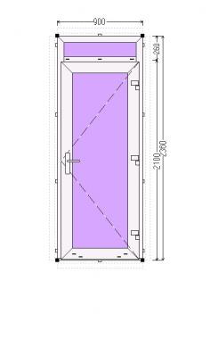 Durvis Z (veramas uz iekšu) PVC 900 x 2360 mm