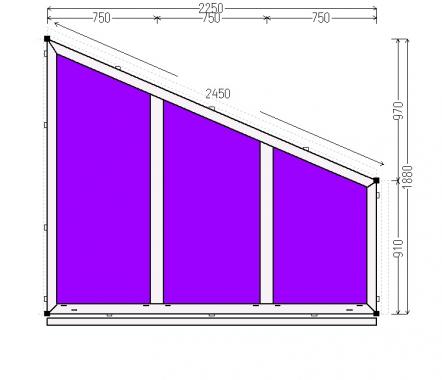 Trapeze window PVC 2250 x 1880 mm